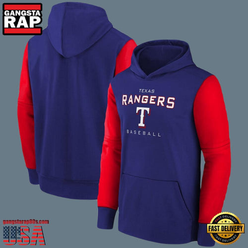 MLB Gear Texas Rangers Pullover New Design Hoodie Shirt Blue