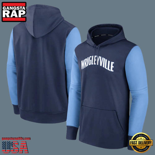 MLB Gear Wrigleyville Pullover New Design Hoodie Shirt Blue