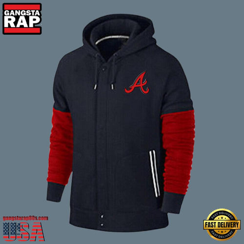 MLB Jersey Atlanta Braves Zip UP New Design Hoodie Shirt Black