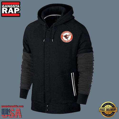 MLB Jersey Baltimore Orioles Zip UP New Design Hoodie Shirt Black