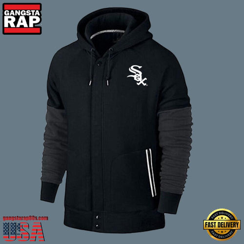 MLB Jersey Chicago White Sox Zip UP New Design Hoodie Shirt Black