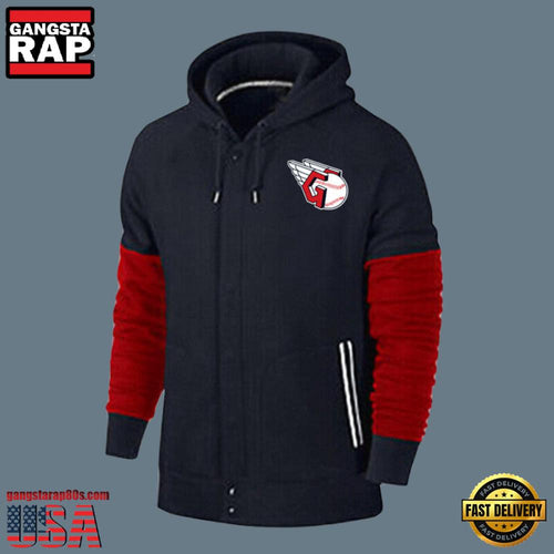 MLB Jersey Cleveland Guardians Zip UP New Design Hoodie Shirt Black