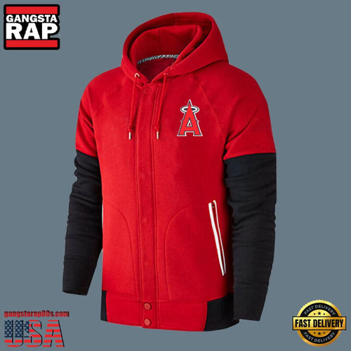 MLB Jersey Los Angeles Angels Zip UP New Design Hoodie Shirt Red