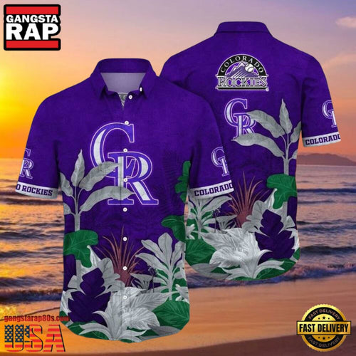 MLB Majestic Purple Foliage - Colorado Rockies Tropical Aloha Shirt