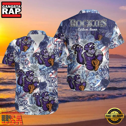 MLB Mascot Swing Colorado Rockies Custom Aloha Shirt