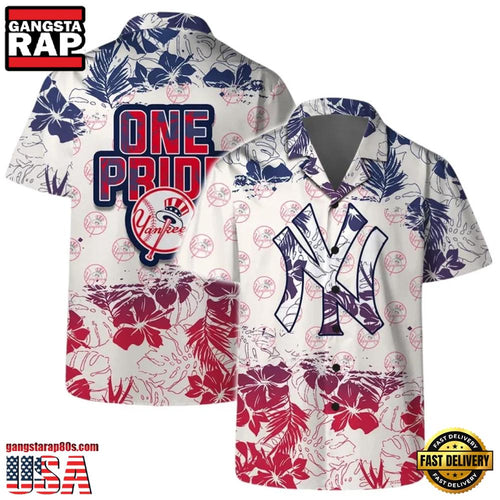MLB New York Yankees One Pride Floral Aloha Hawaiian Shirt