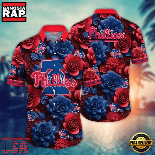 MLB Philadelphia Phillies Bold Floral Emblem Hawaiian Shirt Designer