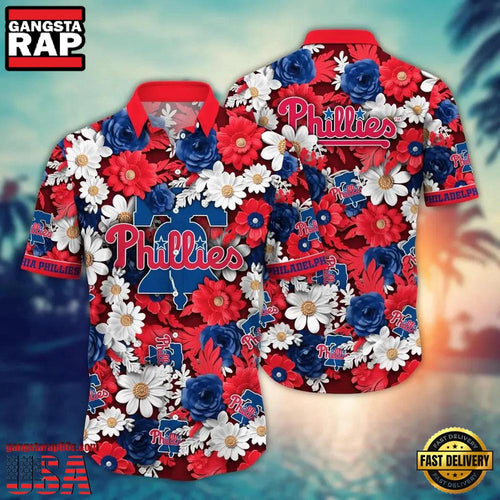 MLB Philadelphia Phillies Floral Emblem Hawaiian Shirt Designer