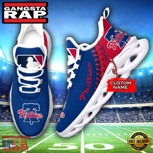 MLB Philadelphia Phillies Unique Design Custom Name Max Soul Shoes Running Sneakers