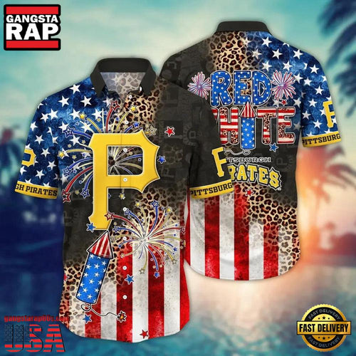 MLB Pittsburgh Pirates Fireworks Celebration Aloha Hawaiian Shirt