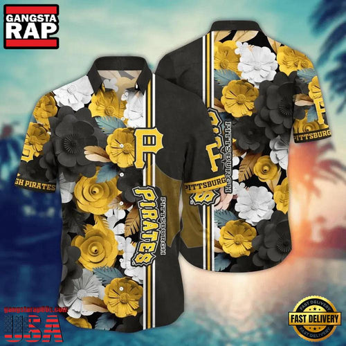 MLB Pittsburgh Pirates Golden Bloom Aloha Hawaiian Shirt