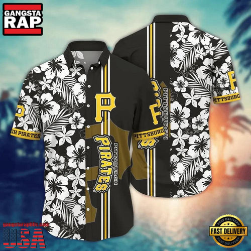 MLB Pittsburgh Pirates Tropical Monochrome Aloha Hawaiian Shirt