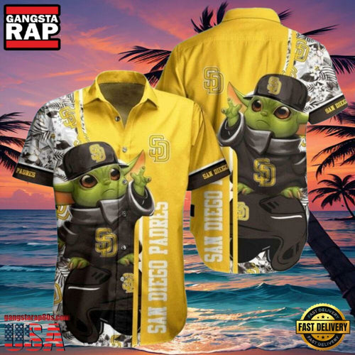 MLB San Diego Padres Aloha Hawaiian Shirt With Baby Yoda And Tropical Flowers