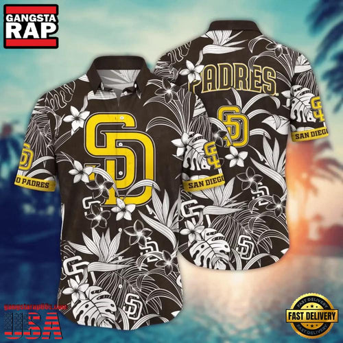 MLB San Diego Padres Monochrome Oasis Aloha Hawaiian Shirt