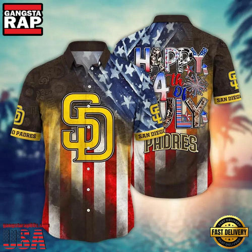 MLB San Diego Padres Stars And Stripes Celebration Aloha Hawaiian Shirt