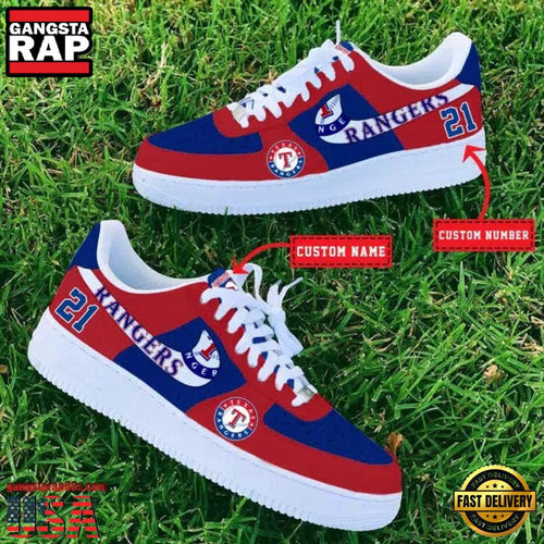 MLB Texas Rangers Custom Name Number New Design Air Force 1 Shoes Sneaker