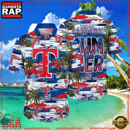 MLB Texas Rangers Flower Aloha Hawaiian Shirt, Summer Football