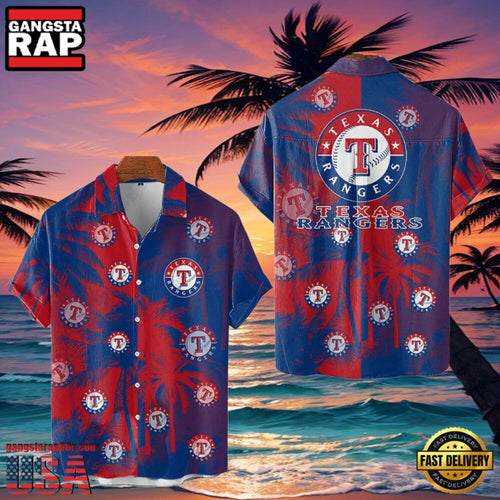 MLB Texas Rangers Tropical Palm Trees Aloha Hawaiian Shirt