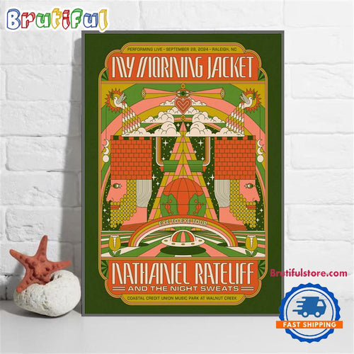 My Morning Jacket x Nathaniel Rateliff September 28 2024 Raleigh NC Poster Tour Wall Art Poster Canvas