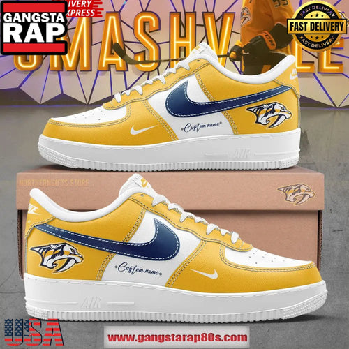 Nashville Predators Custom Air Force 1 Running Sneakers Shoes