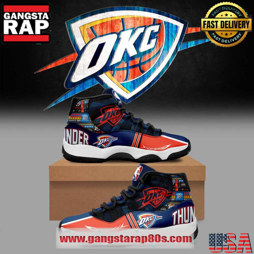 NBA Oklahoma City Thunder Unique Design Air Jordan 11 Sneakers Shoes