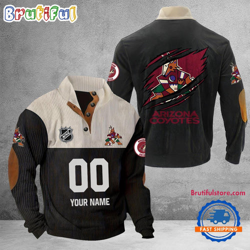 NCAA Arizona Coyotes Sport Team Custom Name And Number Buttoned Collar Sweatshirt