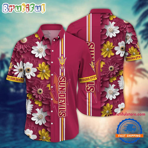 NCAA Arizona State Sun Devils Flower Summer Aloha Button Hawaiian Shirt