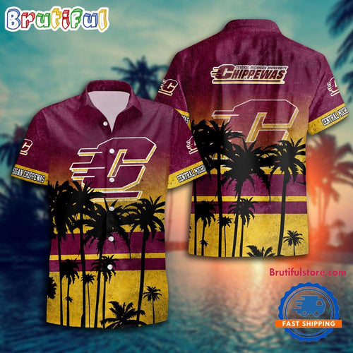 NCAA Central Michigan Chippewas Palm Tree Tropical Summer Beach Hawaiian Shirt