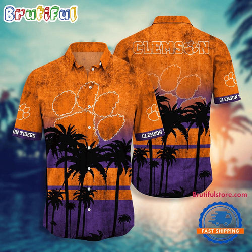 NCAA Clemson Tigers Palm Tree Tropical Summer Beach Hawaiian Shirt