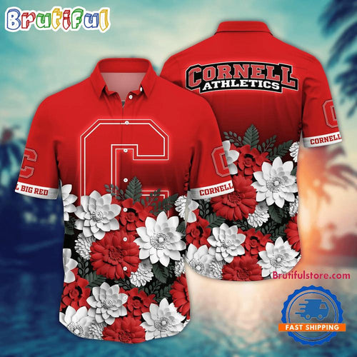 NCAA Cornell Big Red Flower Tropical Summer Beach Hawaiian Shirt