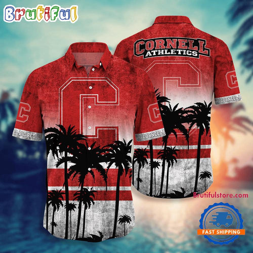 NCAA Cornell Big Red Palm Tree Tropical Summer Beach Hawaiian Shirt