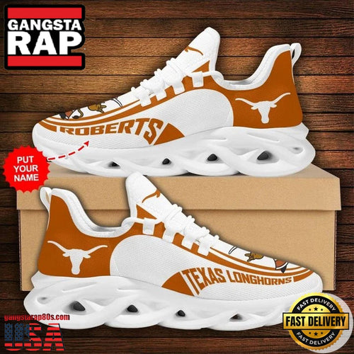 NCAA Custom Name Texas Longhorns Sneaker Unique Design Max Soul Shoes Running Sneakers