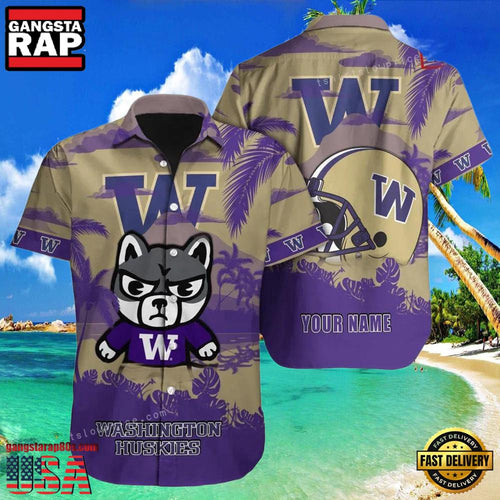 NCAA Custom Name Washington Huskies Hawaiian Shirt Man