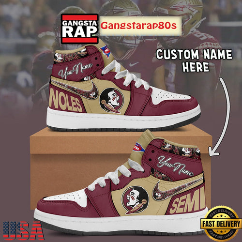NCAA Florida State Seminoles Custom Name Air Jordan 1 Shoes Running Sneakers