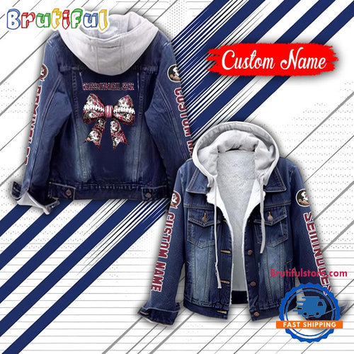 NCAA Florida State Seminoles Team Logo Sport Design Hooded Denim Jacket