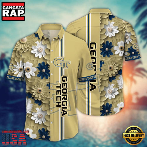 NCAA Georgia Tech Yellow Jackets Flower Style Hot Summer Aloha Hawaiian Shirt