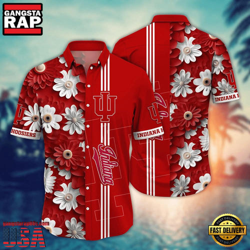 NCAA Indiana Hoosiers Flower Style Hot Summer Aloha Hawaiian Shirt