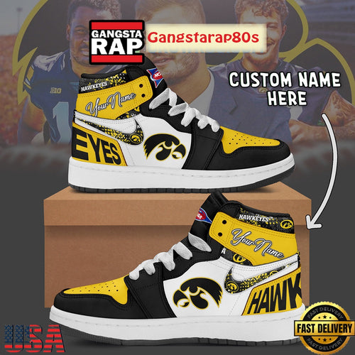 NCAA Iowa Hawkeyes Custom Name Air Jordan 1 Shoes Running Sneakers