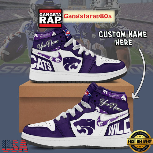 NCAA Kansas State Wildcats Custom Name Air Jordan 1 Shoes Running Sneakers