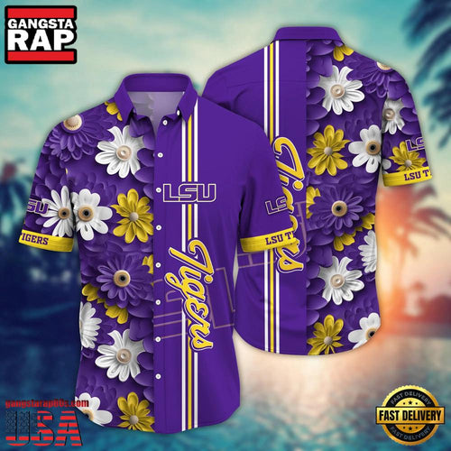 NCAA LSU TIGERS Flower Style Hot Summer Aloha Hawaiian Shirt