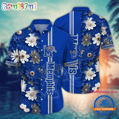 NCAA Memphis Tigers Flower Summer Aloha Button Hawaiian Shirt