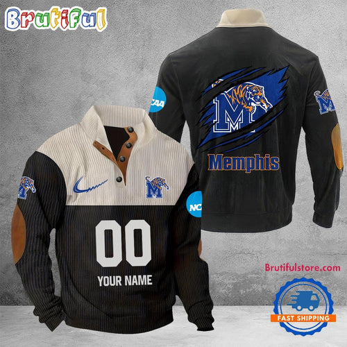 NCAA Memphis Tigers Sport Team Custom Name And Number Buttoned Collar Sweatshirt