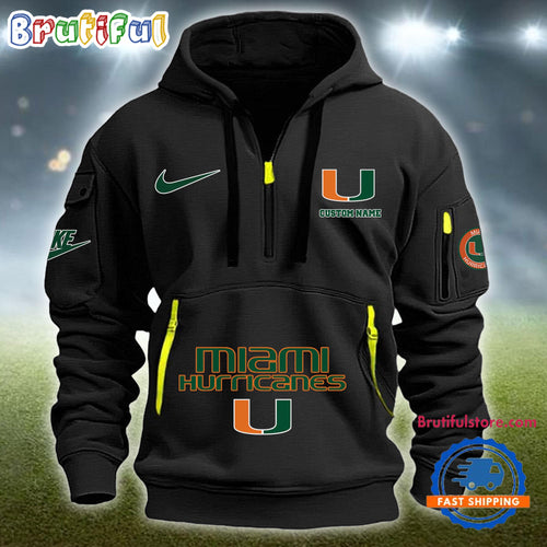 NCAA Miami Hurricanes Heavy Hoodie, Sporty Quarter Zip Hoodie