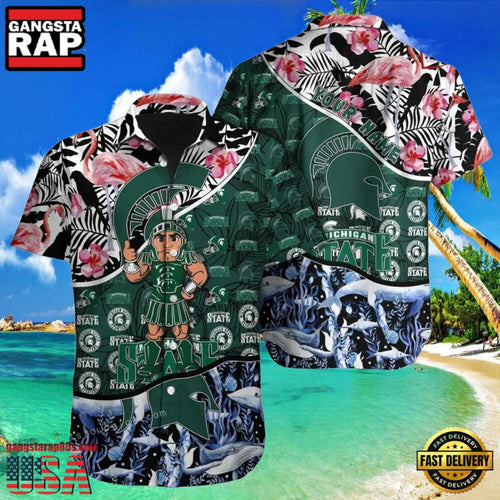 NCAA Michigan State Spartans Hawaiian Shirt 3D Print Personalized Cheap Button Up Hawaiian Shirt