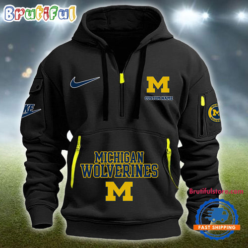 NCAA Michigan Wolverines Heavy Hoodie, Sporty Quarter Zip Hoodie