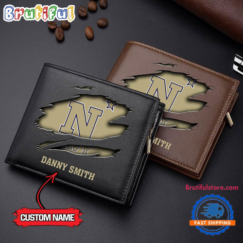 NCAA Navy Midshipmen Sporty Custom Men’s Leather Wallet
