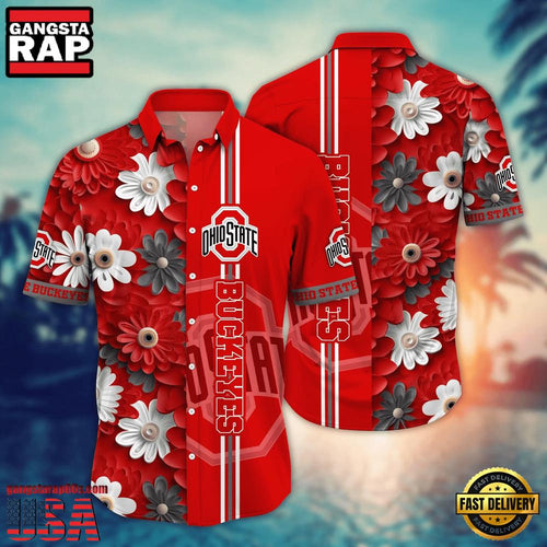 NCAA Ohio State Buckeyes Flower Style Hot Summer Aloha Hawaiian Shirt