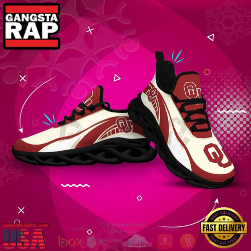 NCAA Oklahoma Sooners Football Clunky Unique Design Max Soul Shoes Running Sneakers