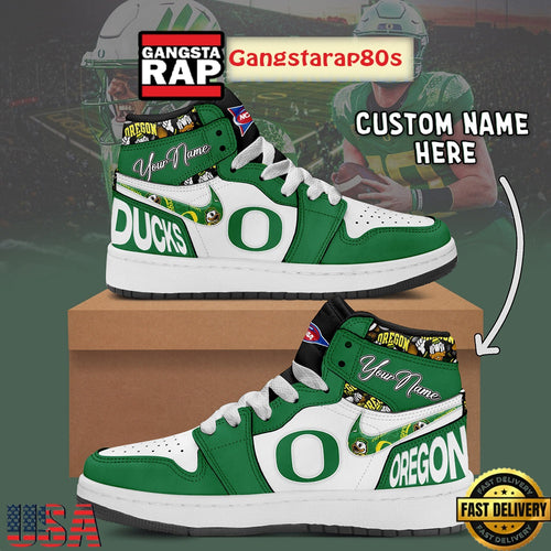 NCAA Oregon Ducks Custom Name Air Jordan 1 Shoes Running Sneakers