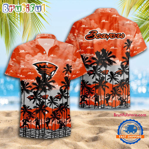 NCAA Oregon State Beavers Palm Tree Hawaiian Shirt